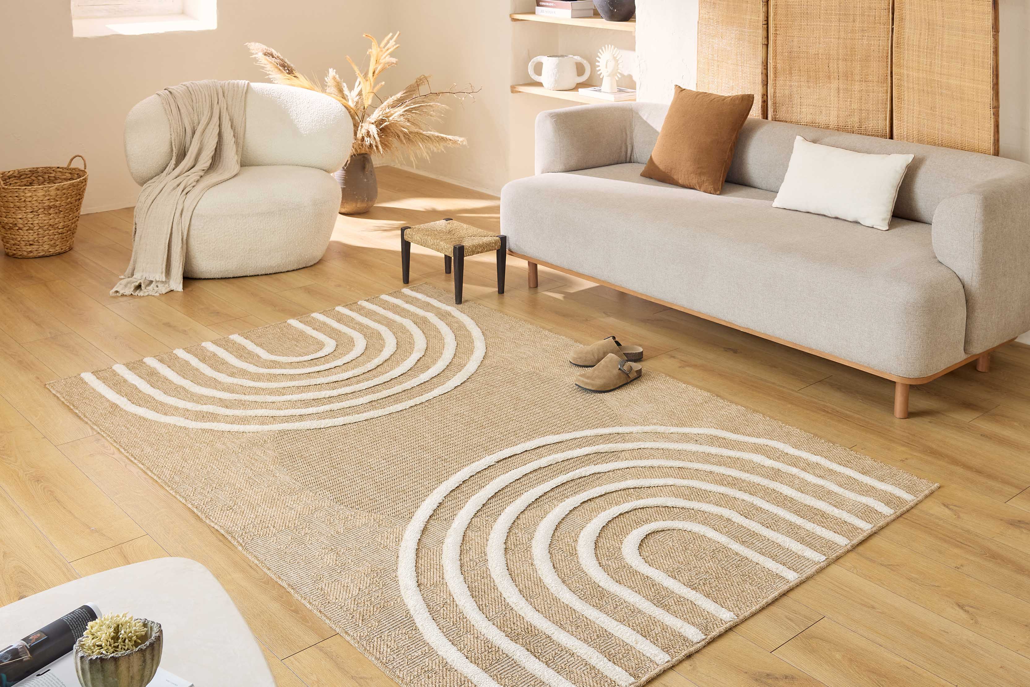 Tapis aspect jute - Palma - Motif en arc-de-cercle PALMA