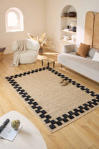 Tapis aspect jute motif abstrait doux  : PAL9489BLA (Copie) PALMA