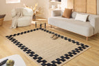 Tapis aspect jute motif abstrait doux  : PAL9489BLA (Copie) PALMA