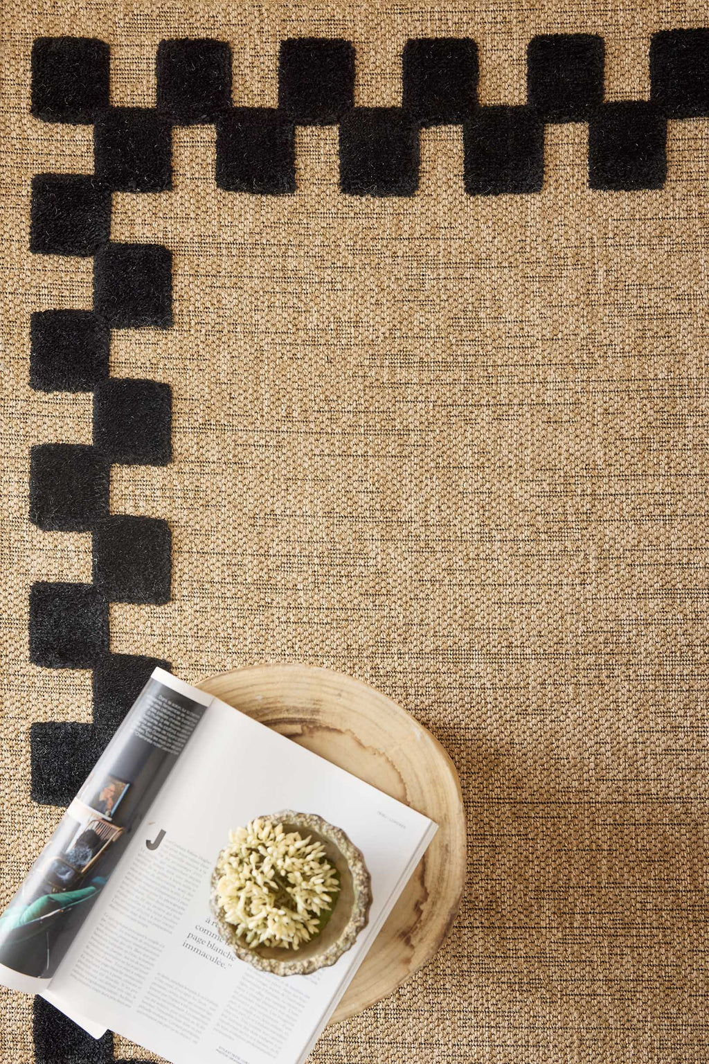 Tapis aspect jute motif abstrait doux  : PAL9489BLA (Copie) PALMA