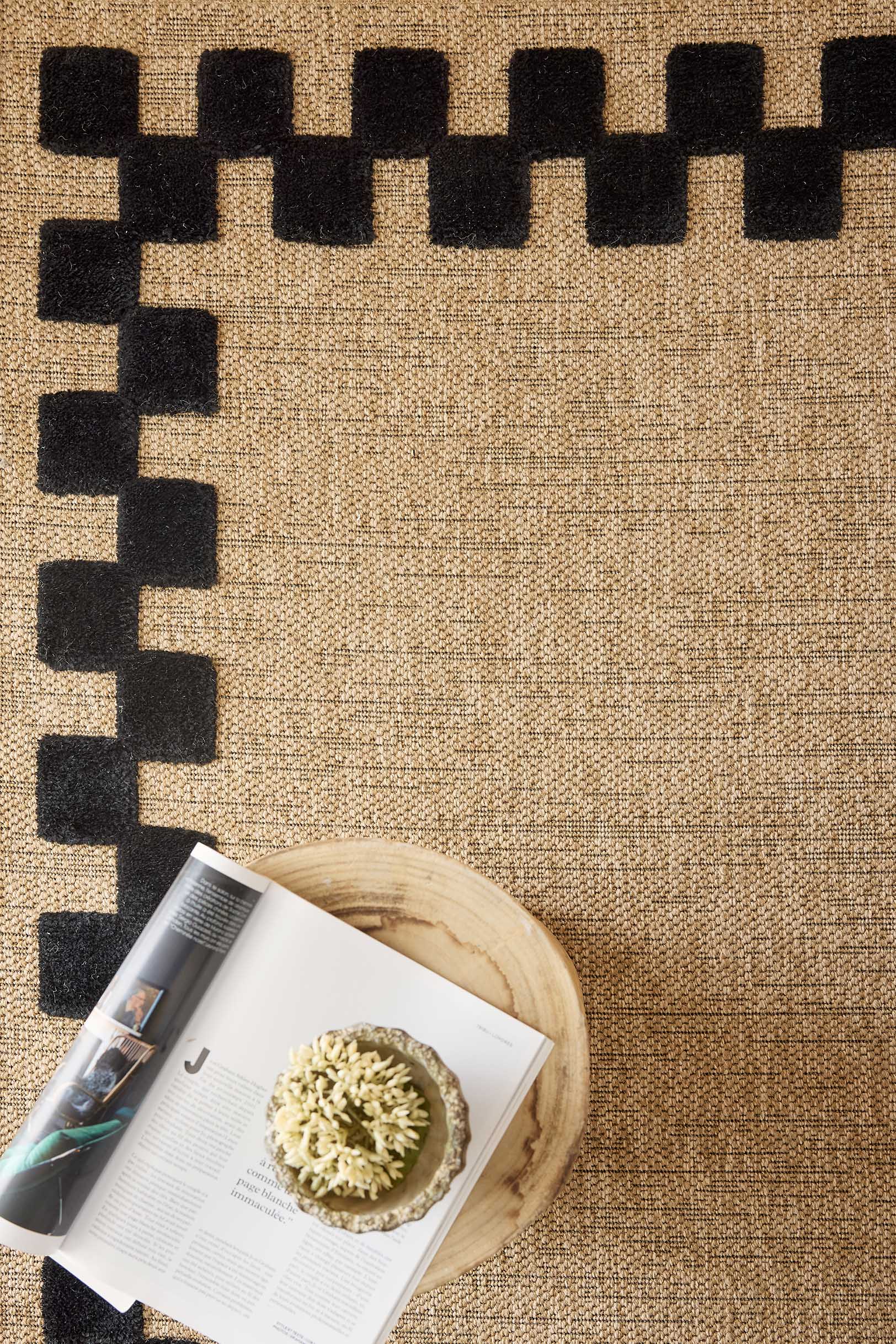 Tapis aspect jute motif abstrait doux  : PAL9489BLA (Copie) PALMA