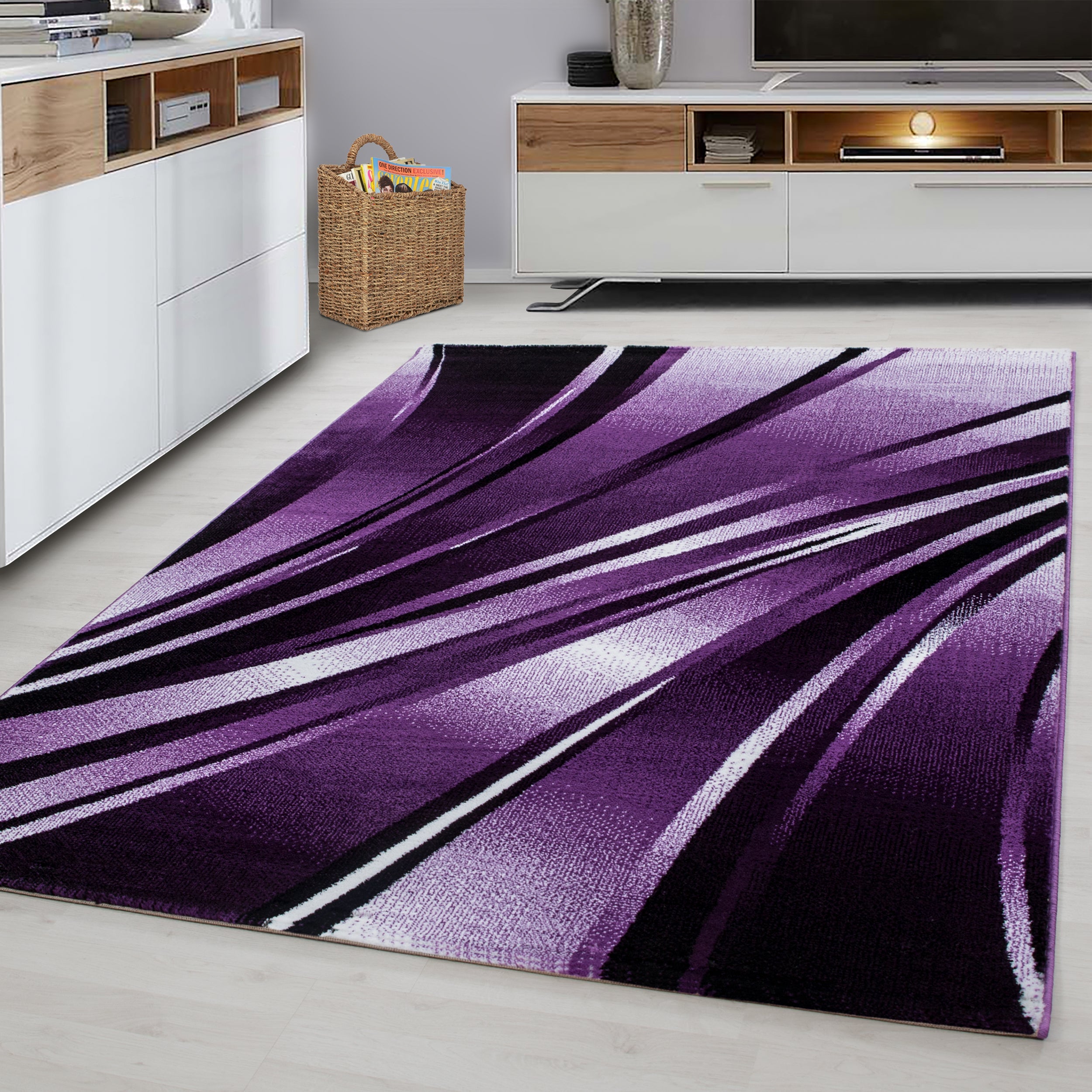 PARMA - Tapis à poils ras à motif graphique violet - PAR9210LIL PARMA