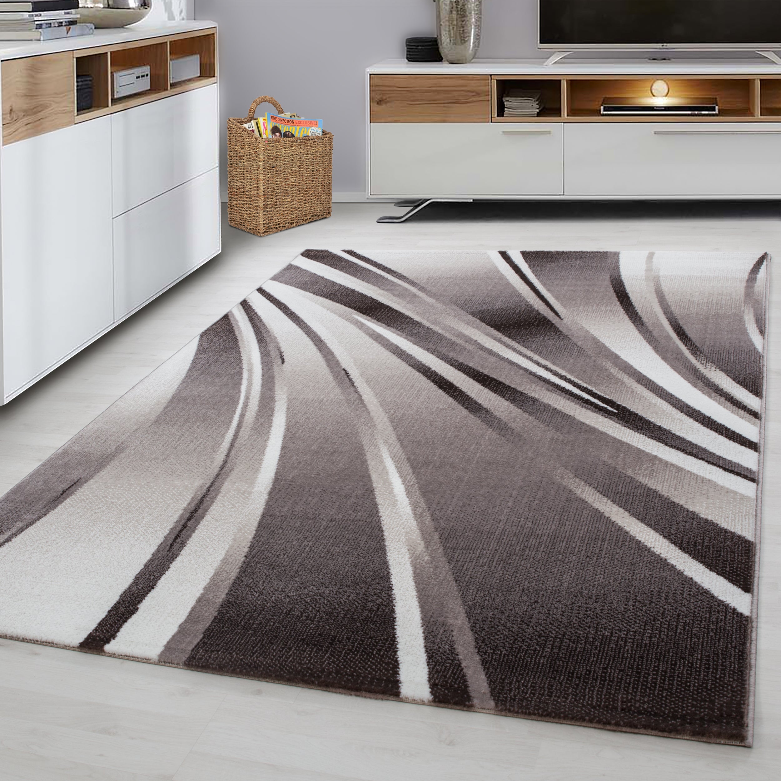 PARMA - Tapis à poils ras à motif graphique marron - PAR9210MAR PARMA