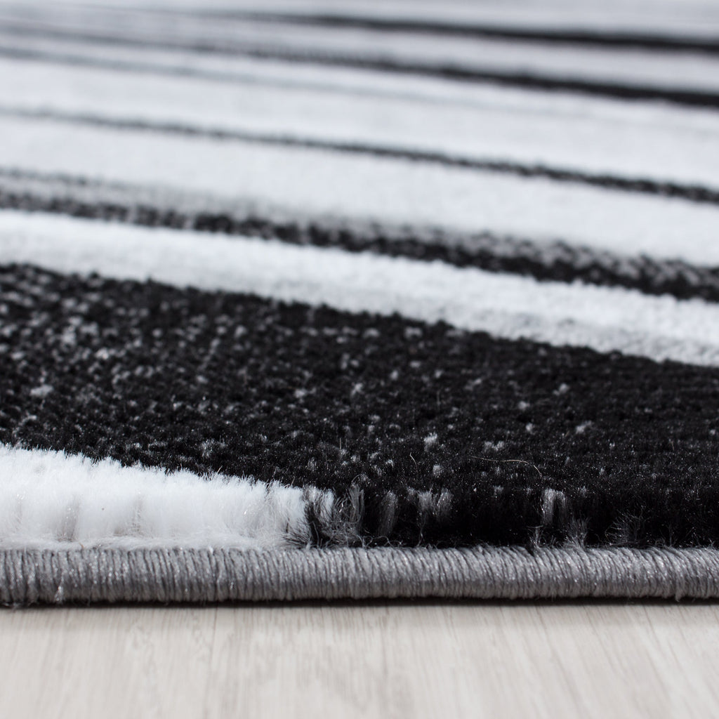 PARMA - Tapis à poils ras à motif graphique noir - PAR9210NOI PARMA