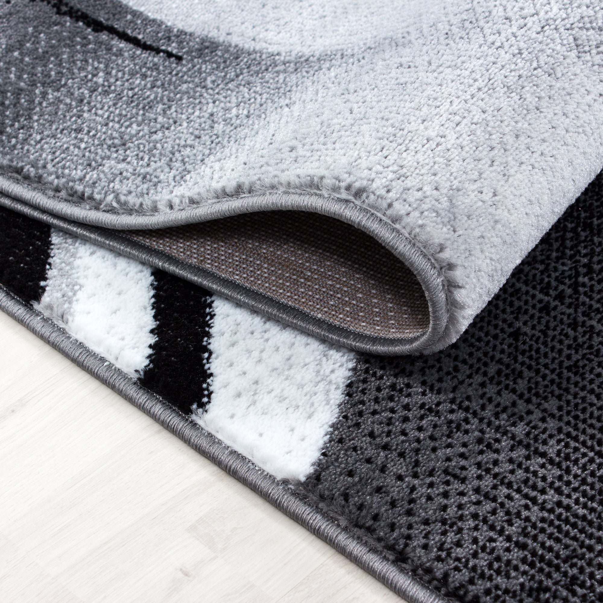 PARMA - Tapis à poils ras à motif graphique noir - PAR9210NOI PARMA