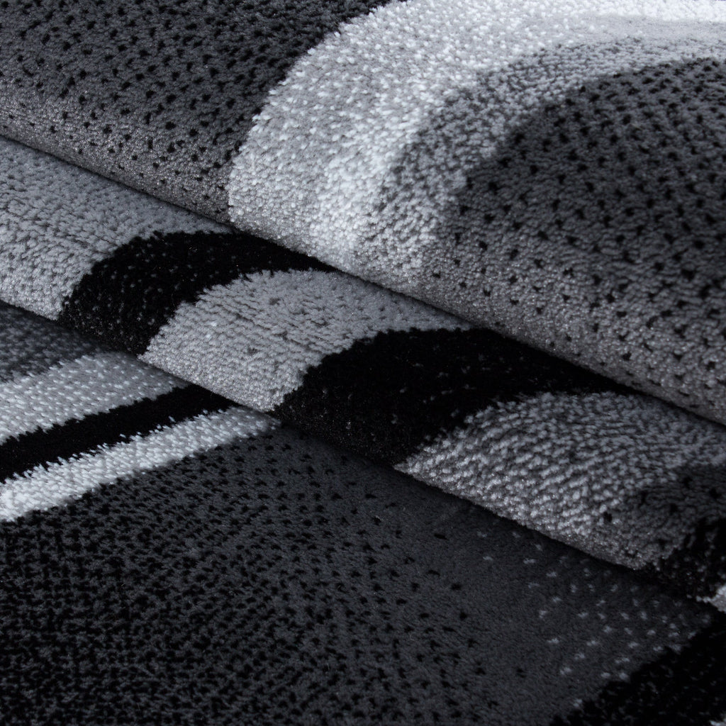 PARMA - Tapis à poils ras à motif graphique noir - PAR9210NOI PARMA