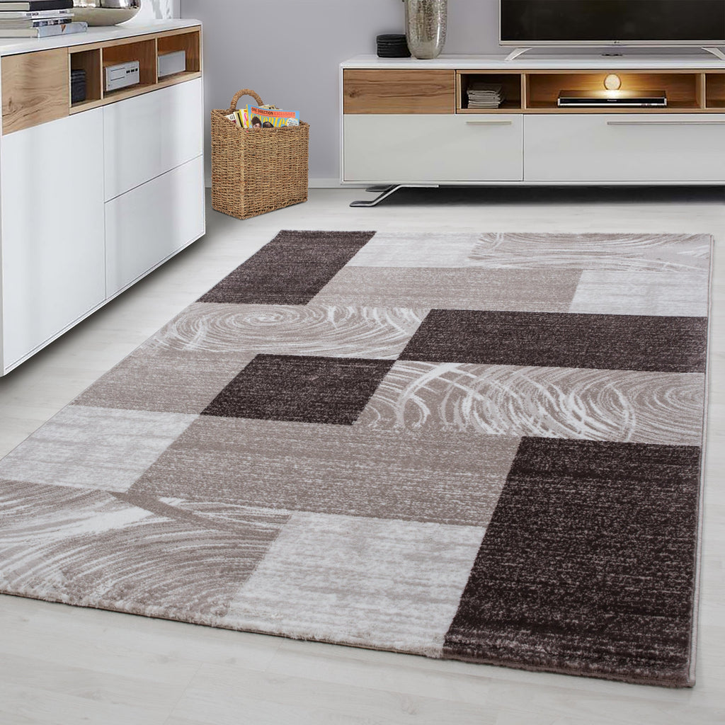PARMA - Tapis à poils ras à motif géométrique marron - PAR9220MAR PARMA