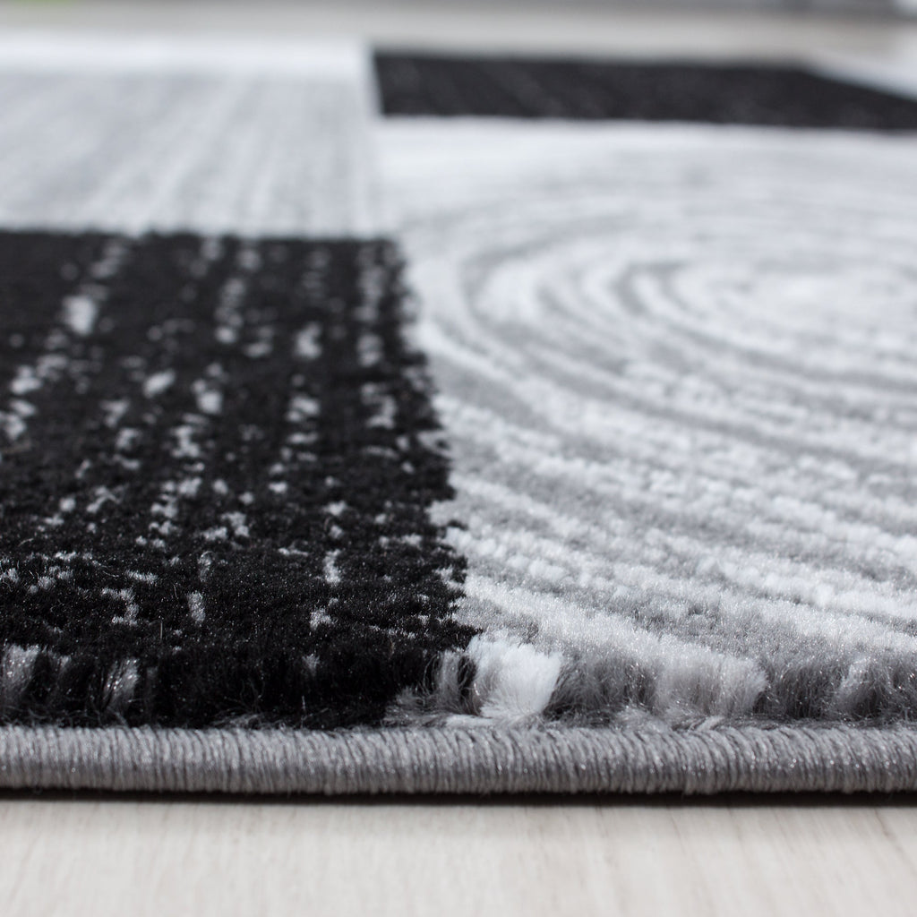 PARMA - Tapis à poils ras à motif géométrique noir - PAR9220NOI PARMA