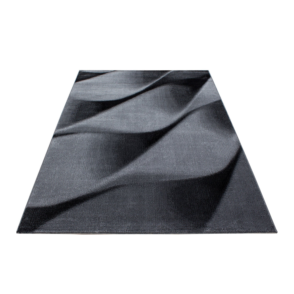 PARMA - Tapis à poils ras à motif vague noir - PAR9240NOI PARMA