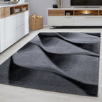 PARMA - Tapis à poils ras à motif vague noir - PAR9240NOI PARMA