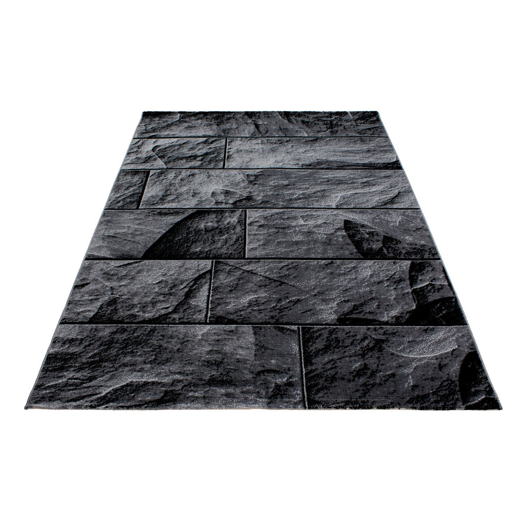 PARMA - Tapis à poils ras à motif noir - PAR9250NOI PARMA