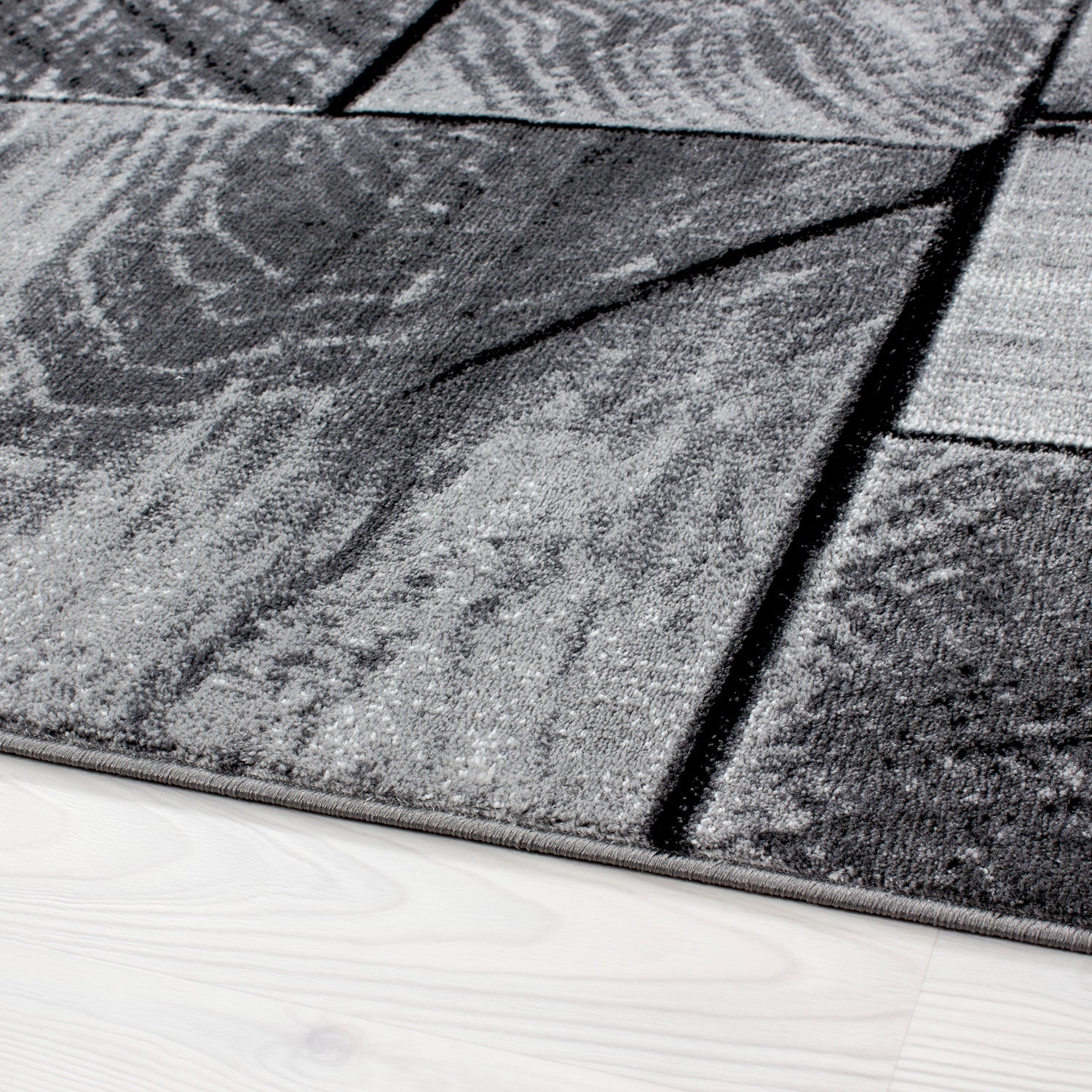 PARMA - Tapis à poils ras à motif moderne noir - PAR9260NOI PARMA