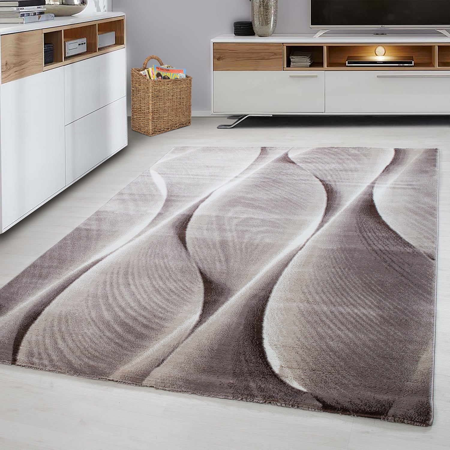 PARMA - Tapis à poils ras à motif artistique marron - PAR9310MAR PARMA
