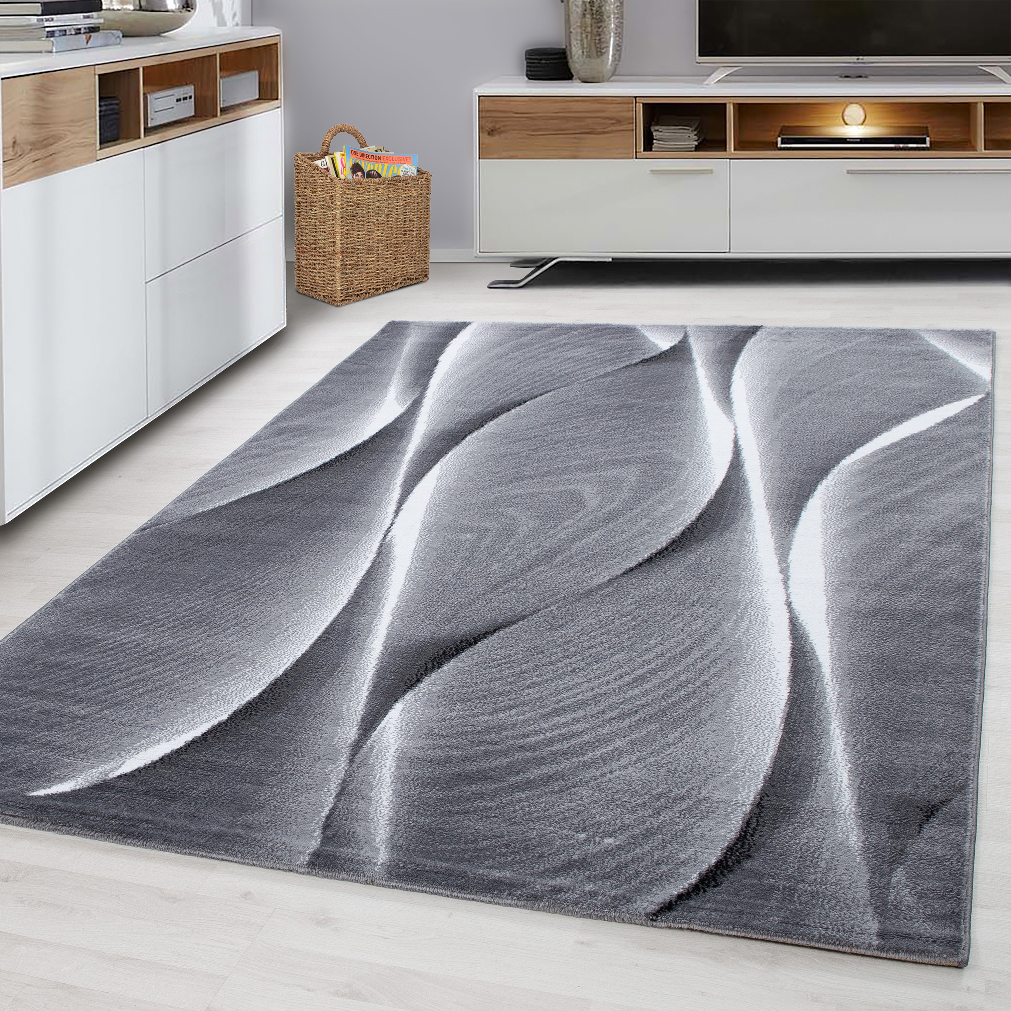 PARMA - Tapis à poils ras à motif artistique noir - PAR9310NOI PARMA