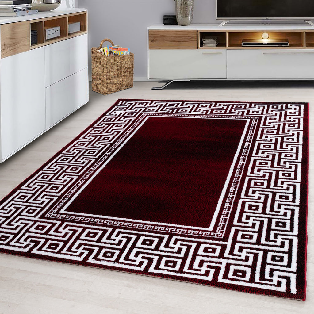 PARMA - Tapis à poils ras à motif rétro rouge - PAR9340ROU PARMA