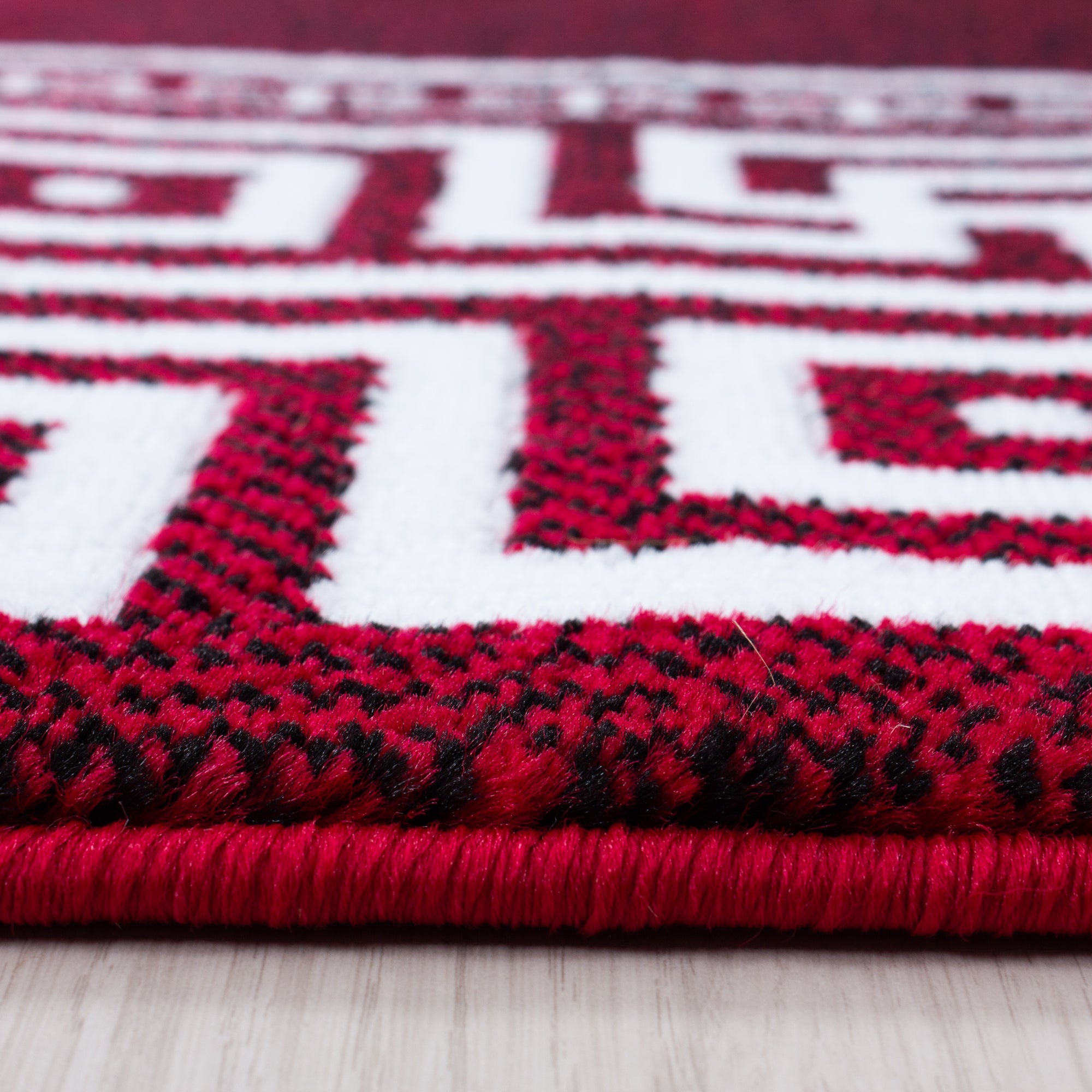 PARMA - Tapis à poils ras à motif rétro rouge - PAR9340ROU PARMA