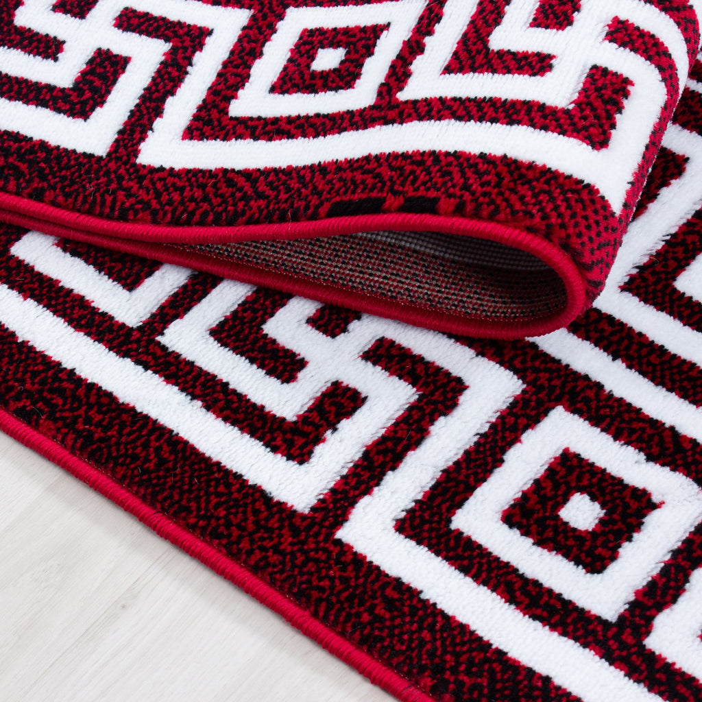 PARMA - Tapis à poils ras à motif rétro rouge - PAR9340ROU PARMA