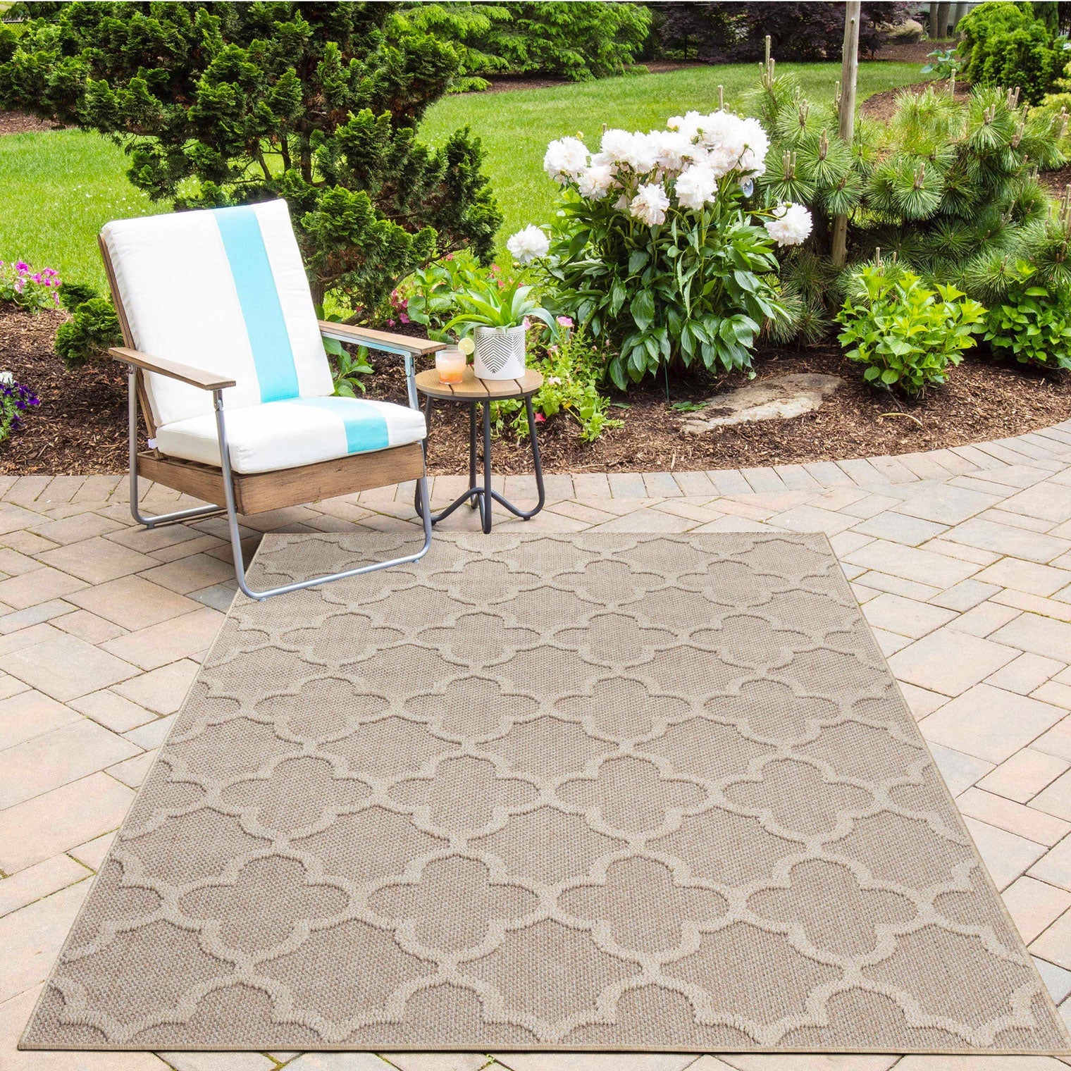 PATARA - Tapis intérieur/extérieur motif baroque beige - PAT4951BEI PATARA