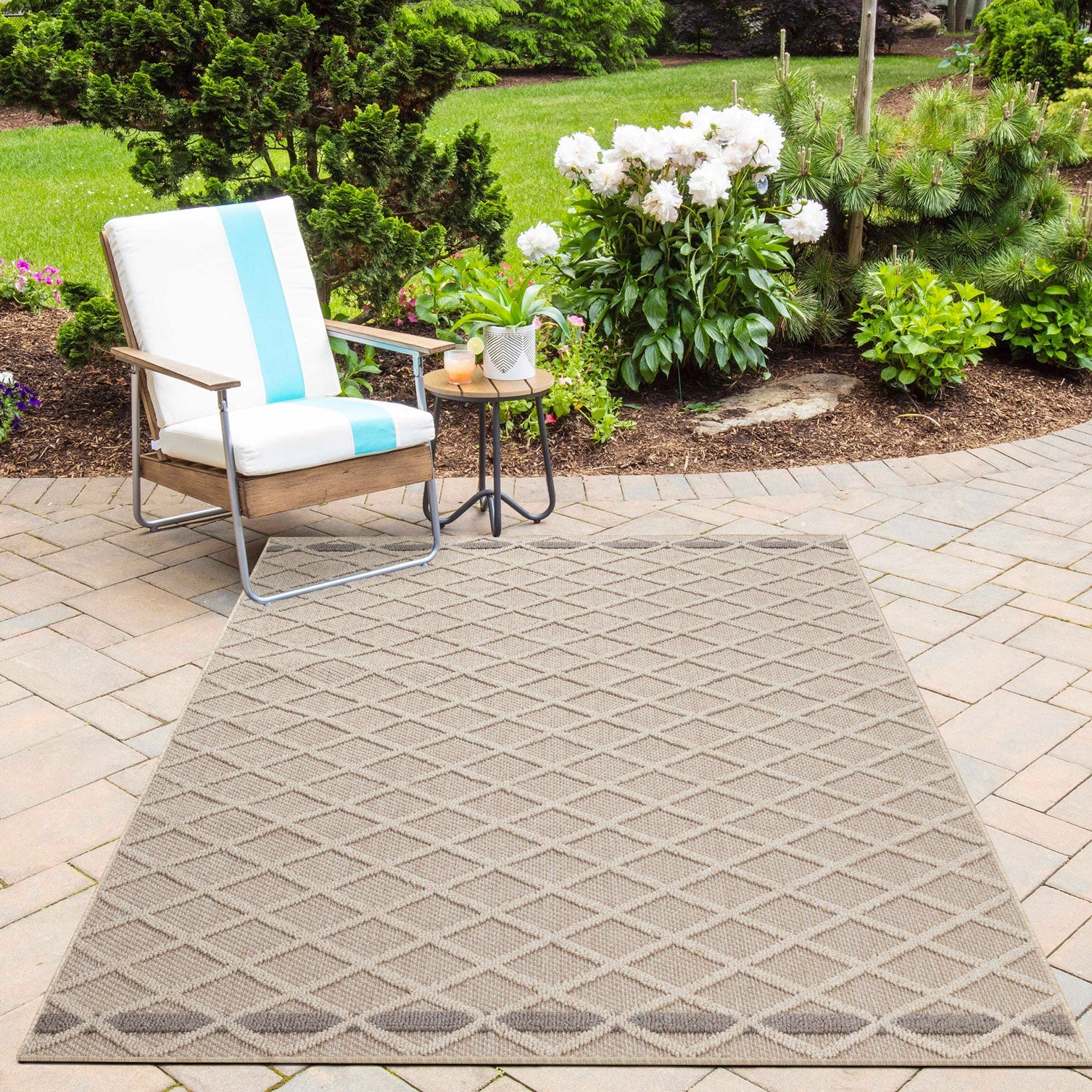 PATARA - Tapis intérieur/extérieur motif losange beige - PAT4953BEI PATARA
