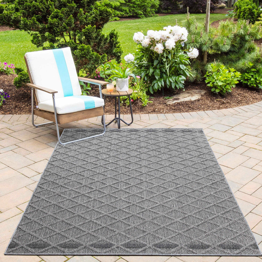 PATARA - Tapis intérieur/extérieur motif losange gris - PAT4953GRI PATARA