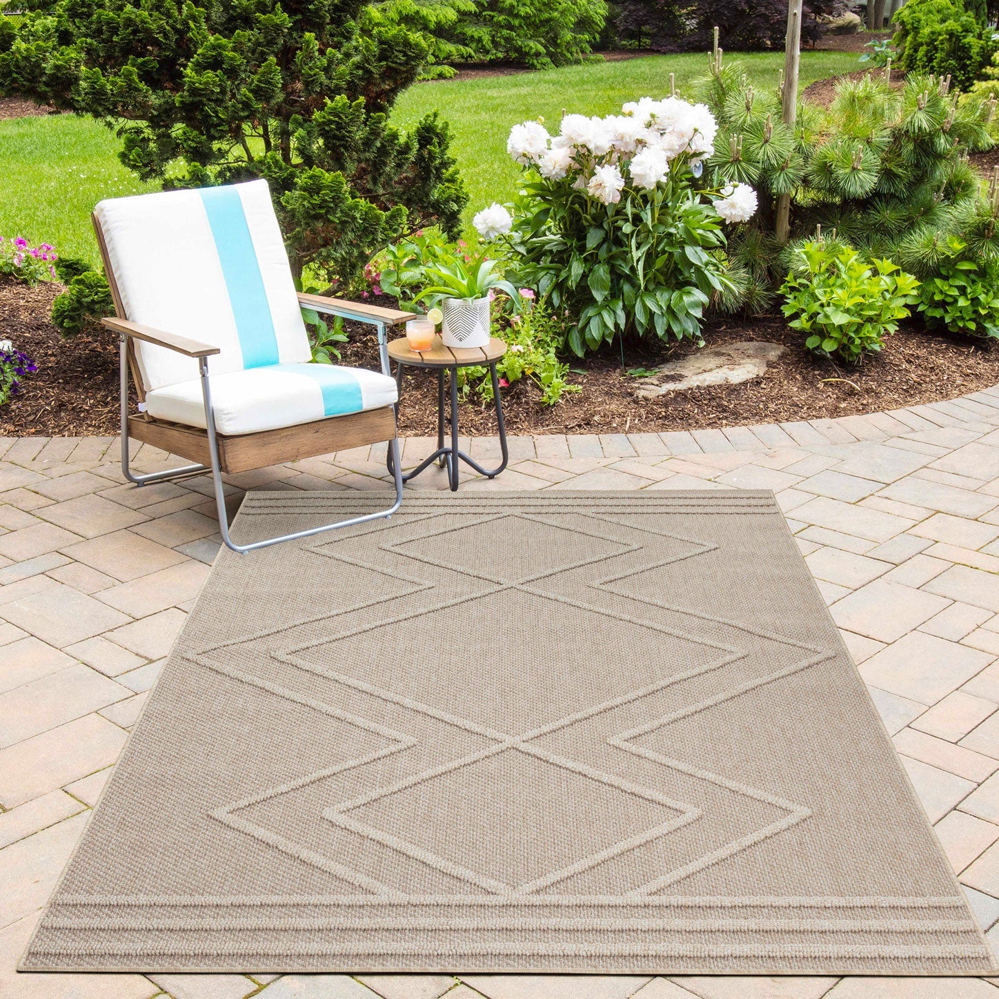 PATARA - Tapis intérieur/extérieur motif géométrique beige - PAT4954BEI PATARA