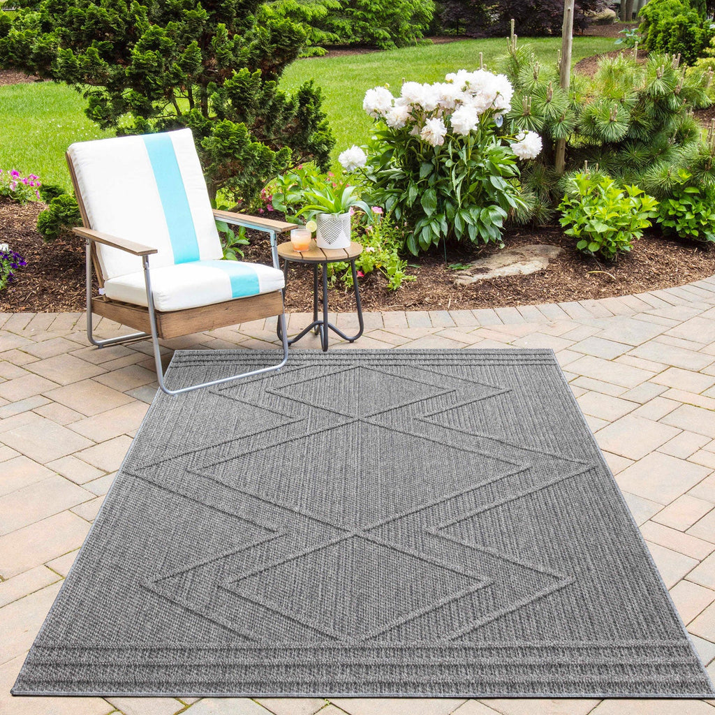 PATARA - Tapis intérieur/extérieur motif géométrique gris - PAT4954GRI PATARA