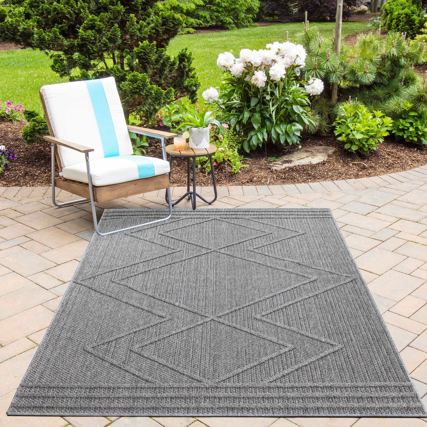 PATARA - Tapis intérieur/extérieur motif géométrique gris - PAT4954GRI PATARA
