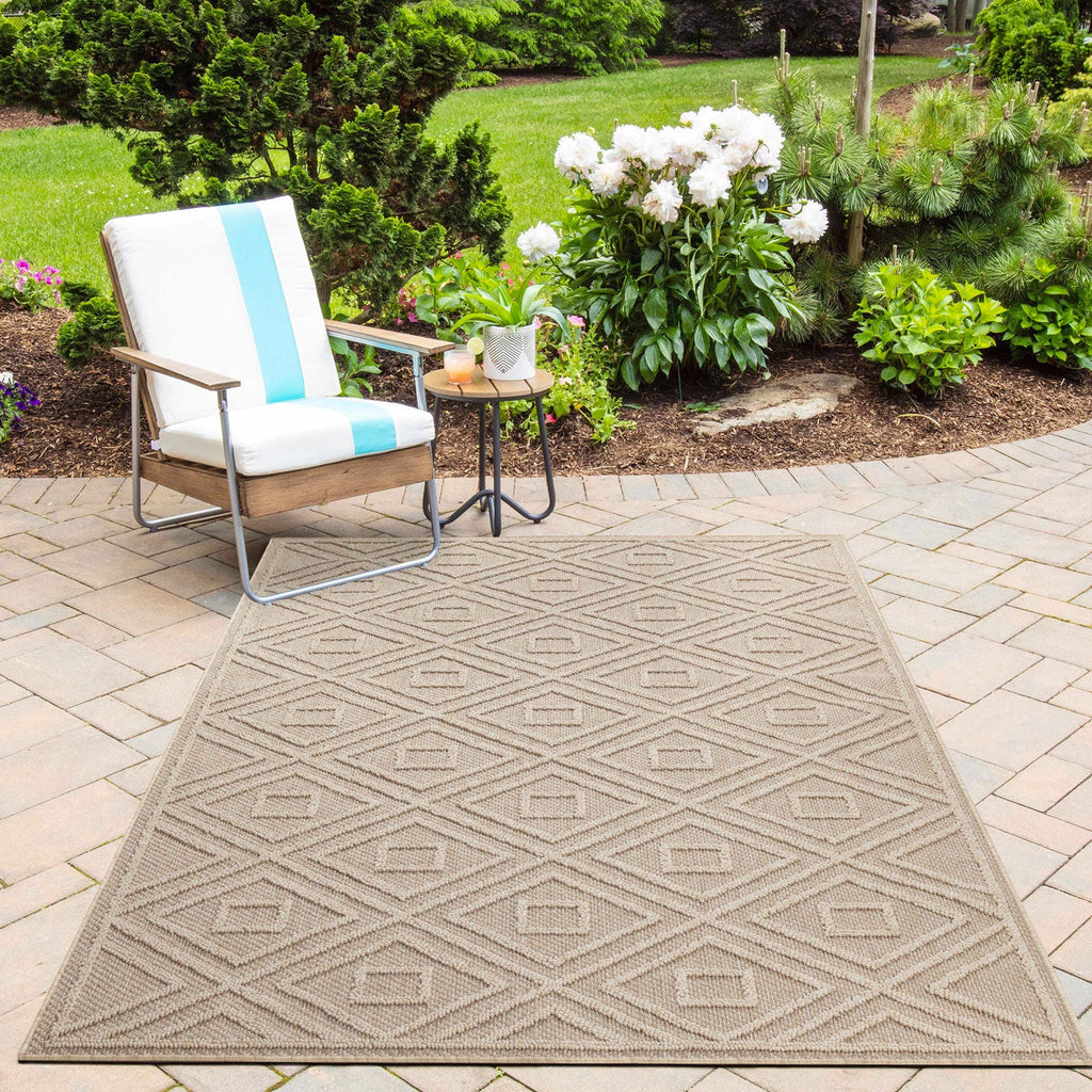 PATARA - Tapis intérieur/extérieur motif graphique beige - PAT4956BEI PATARA