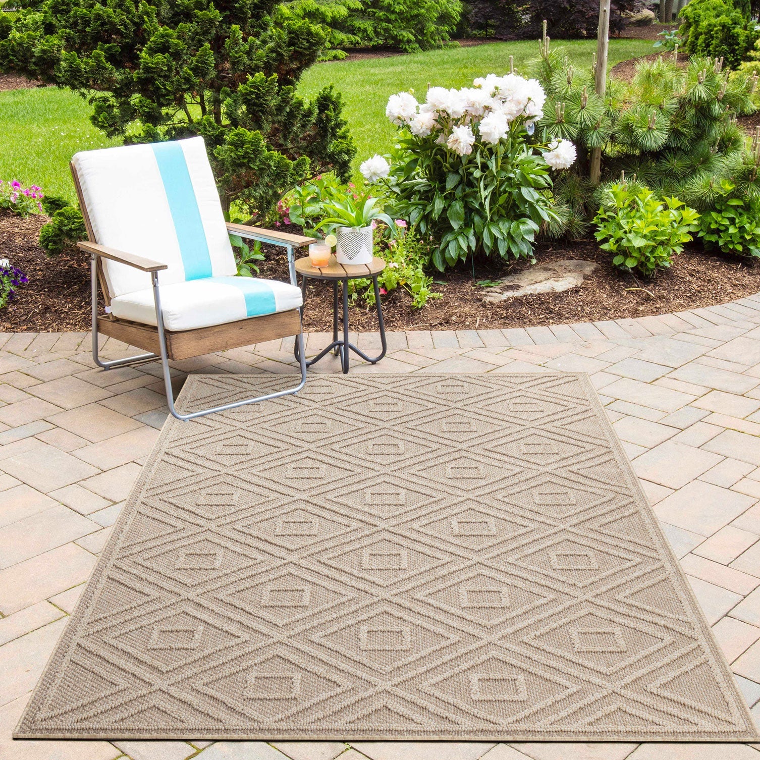 PATARA - Tapis intérieur/extérieur motif graphique beige - PAT4956BEI PATARA