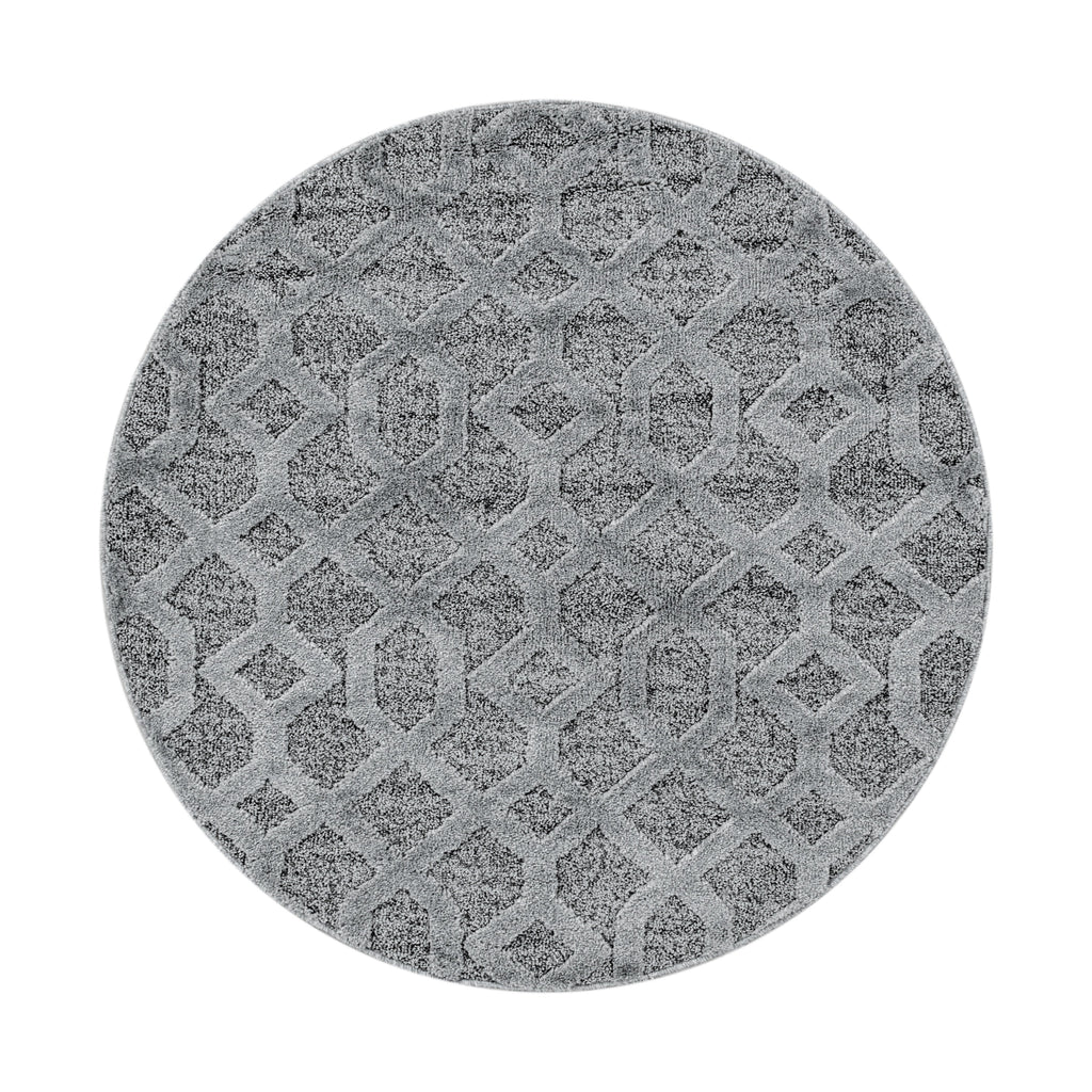 PISA - Tapis de salon rond à motif aztèque gris - PIS4702GRI PISA
