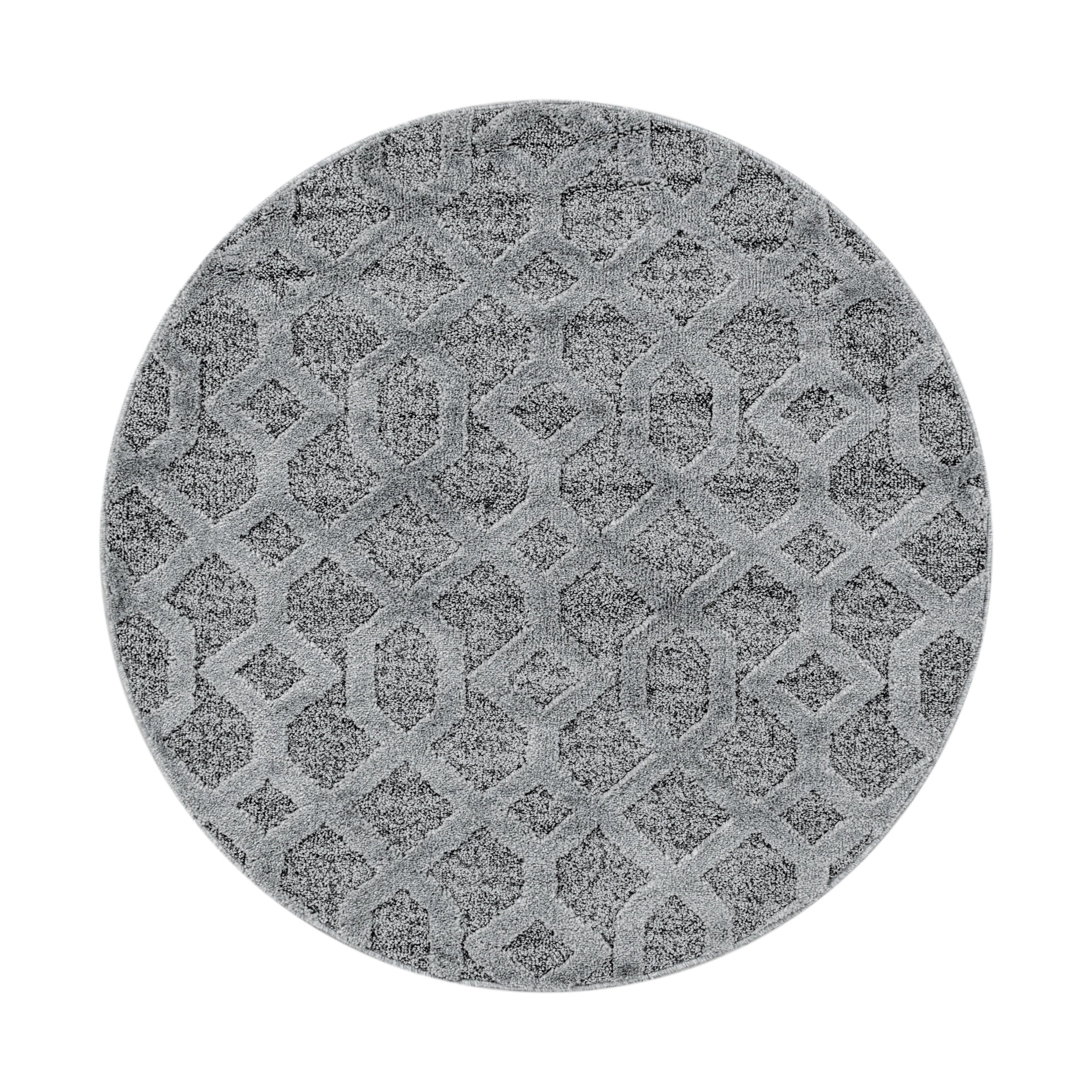 PISA - Tapis de salon rond à motif aztèque gris - PIS4702GRI PISA