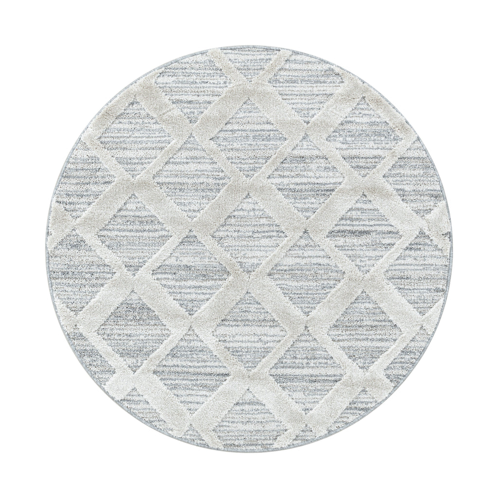 PISA - Tapis de salon rond à motif berbère gris - PIS4703GRI PISA