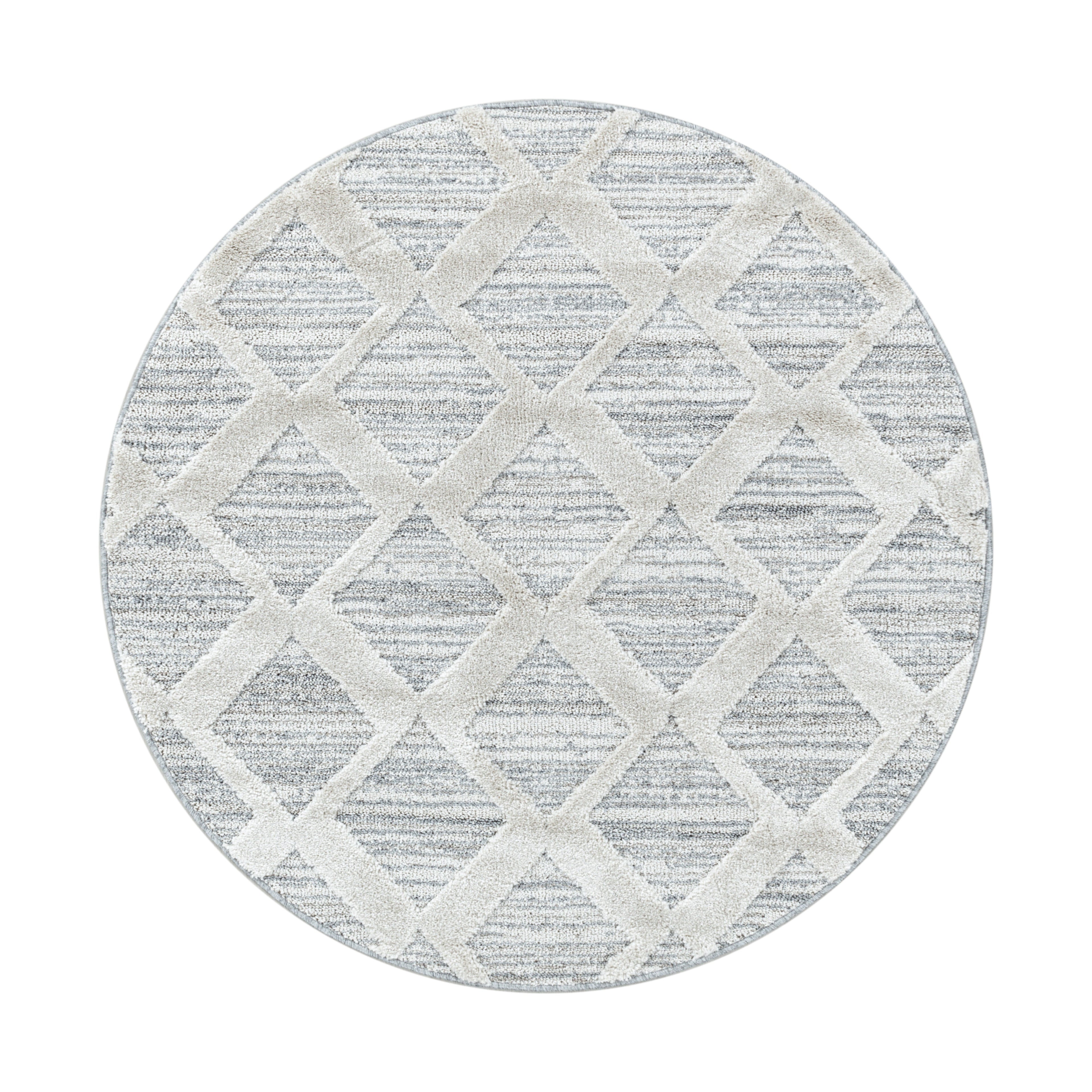 PISA - Tapis de salon rond à motif berbère gris - PIS4703GRI PISA