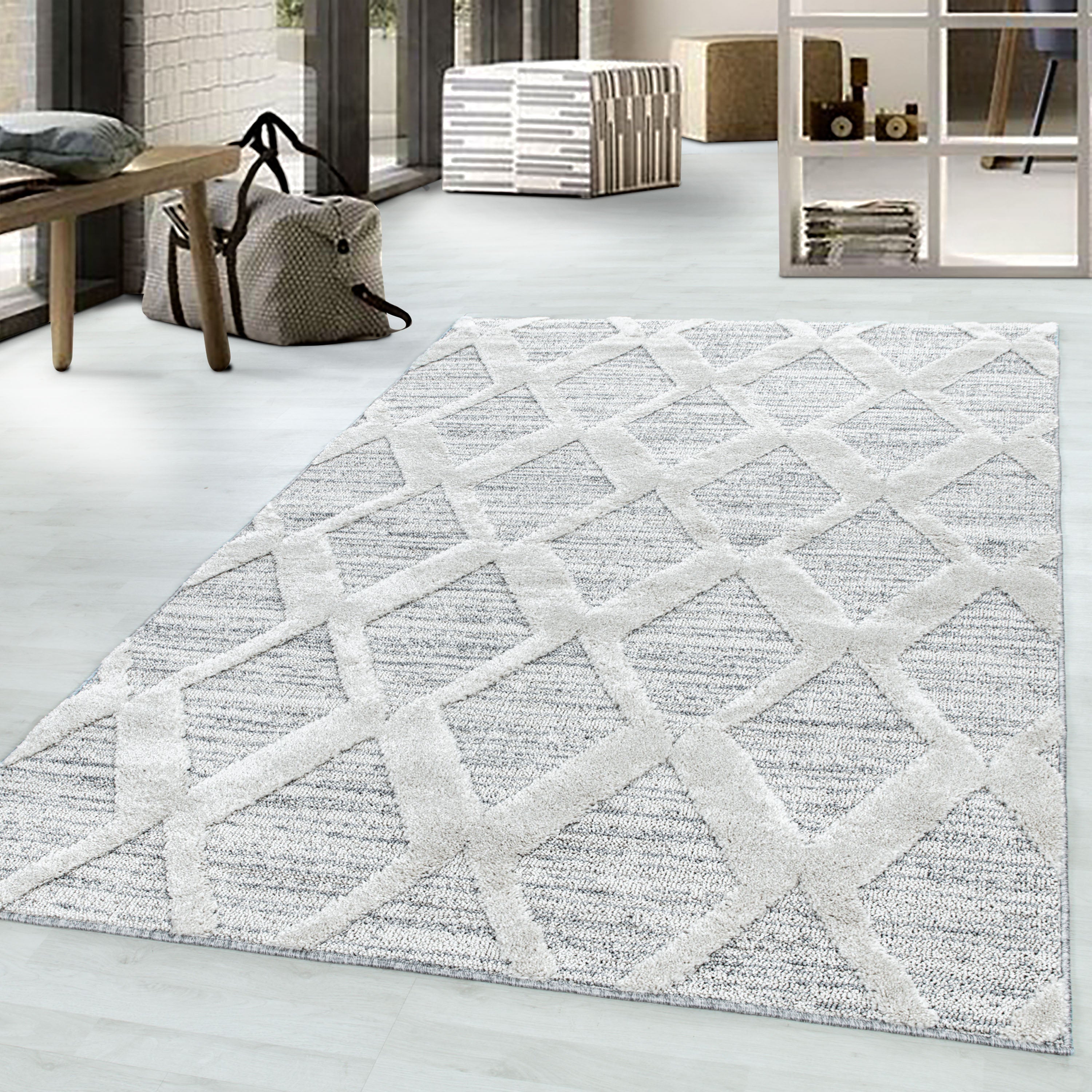PISA - Tapis de salon à motif berbère gris - PIS4703GRI PISA