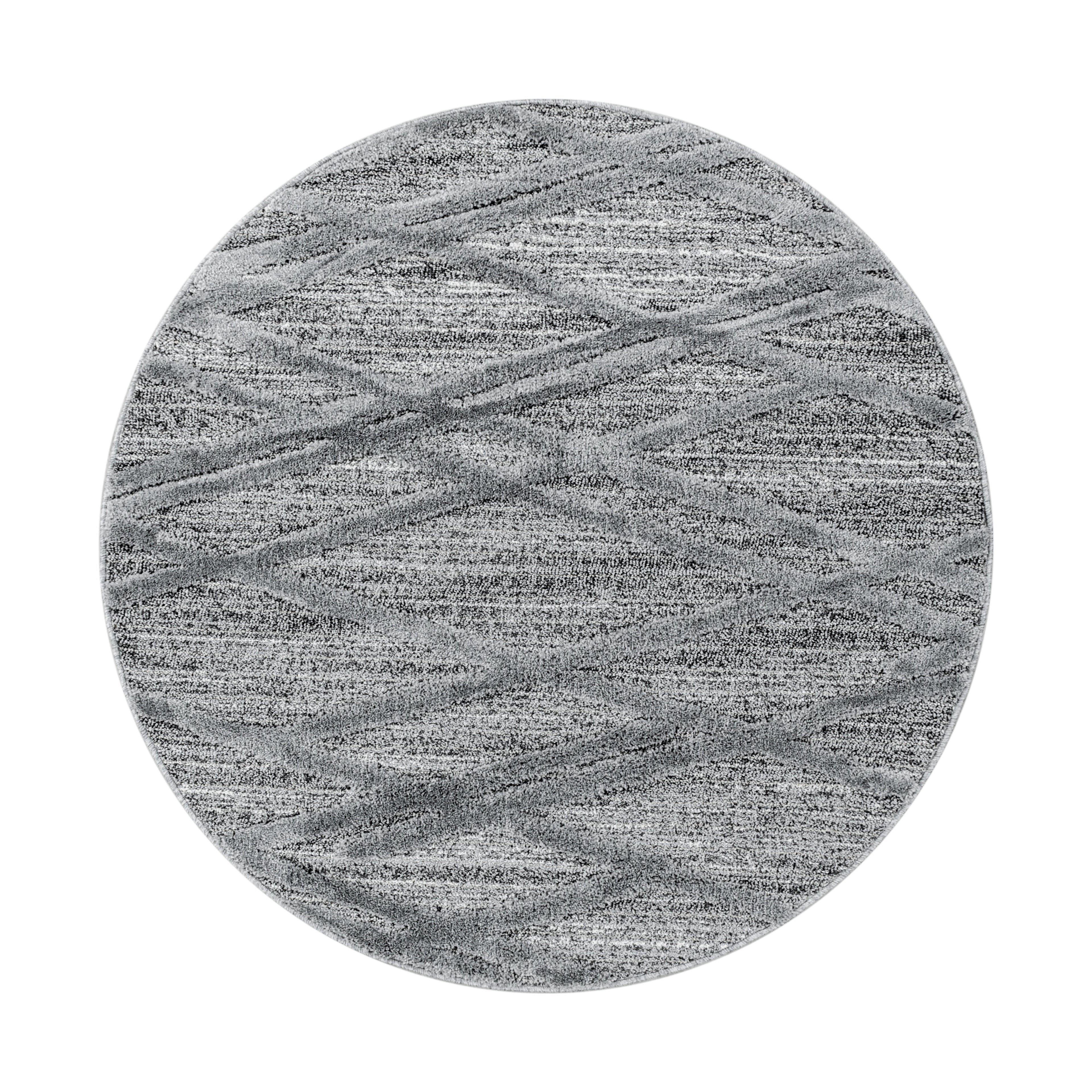 PISA - Tapis de salon rond à motif artistique gris - PIS4706GRI PISA