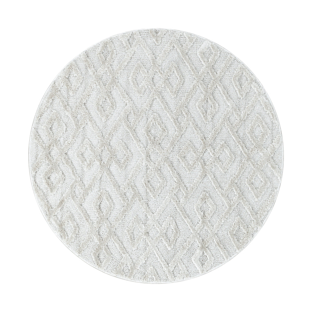 PISA - Tapis de salon rond à motif crème - PIS4708CRE PISA
