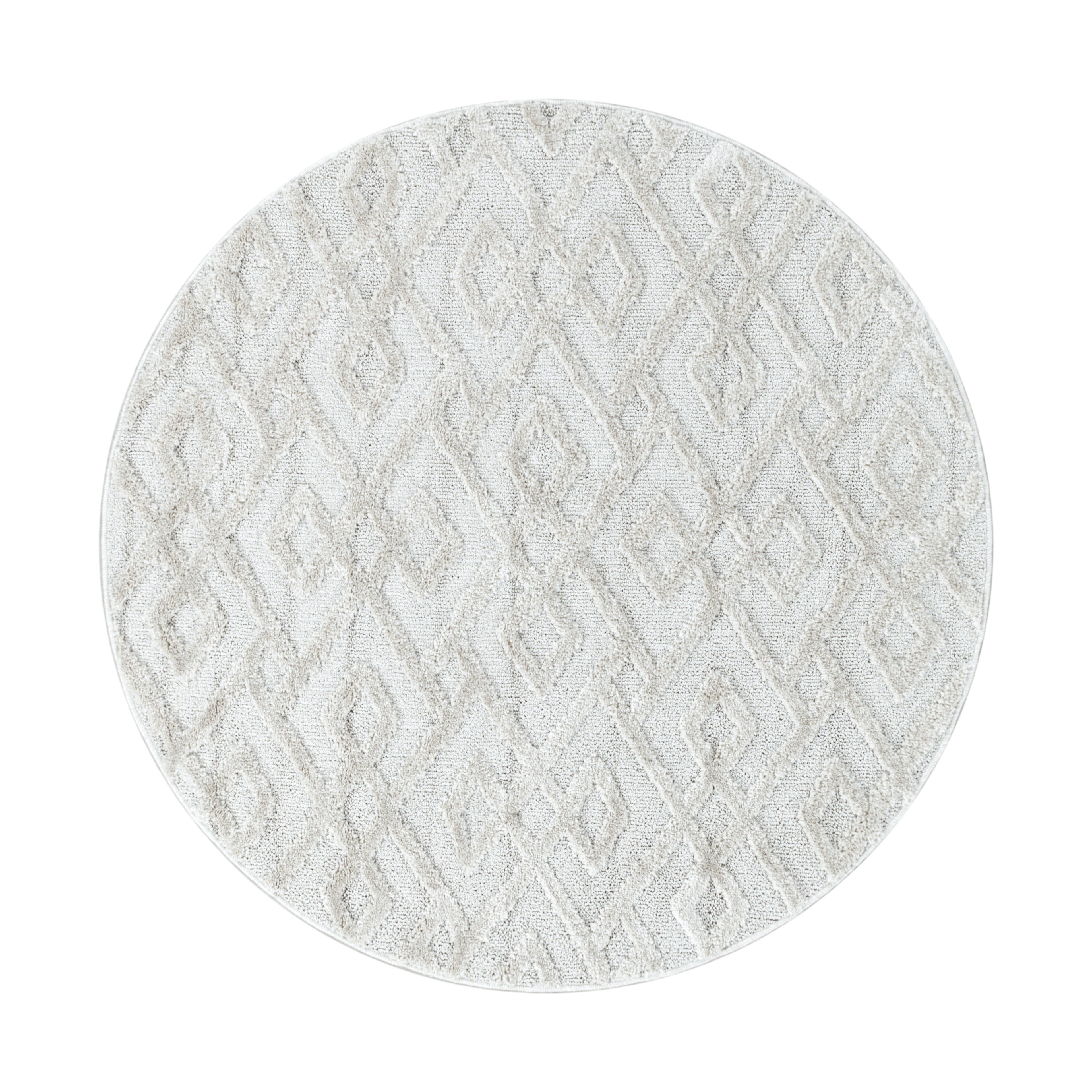 PISA - Tapis de salon rond à motif crème - PIS4708CRE PISA