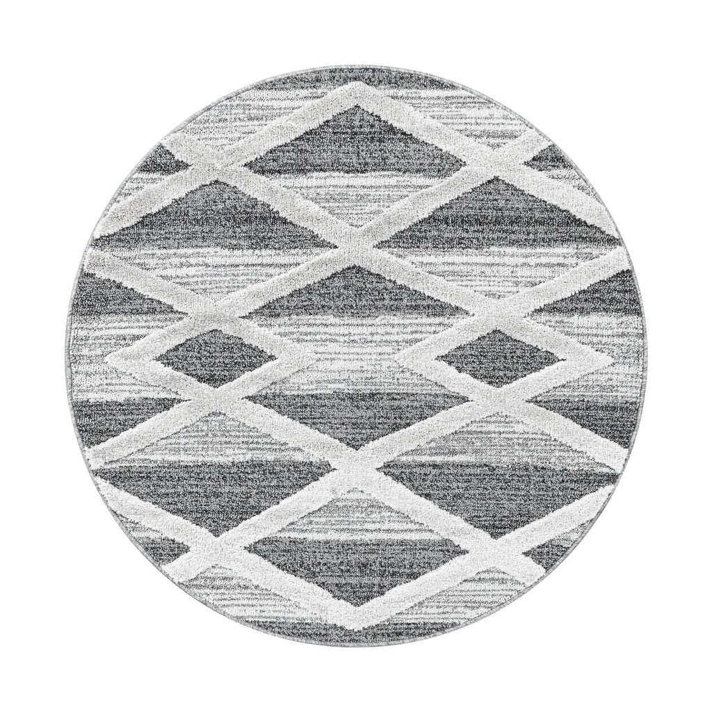 PISA - Tapis de salon rond à motif moderne gris - PIS4709GRI PISA