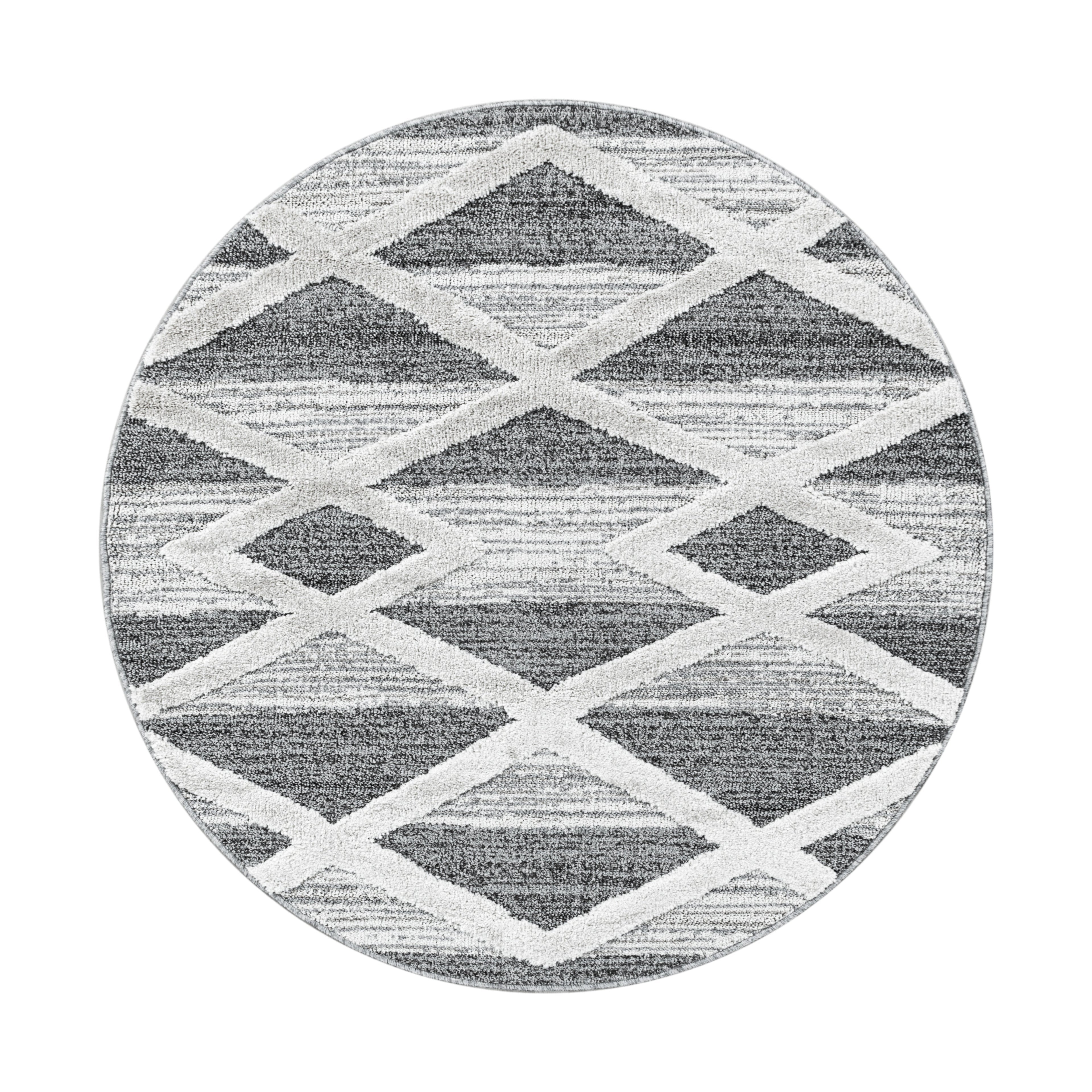PISA - Tapis de salon rond à motif moderne gris - PIS4709GRI PISA
