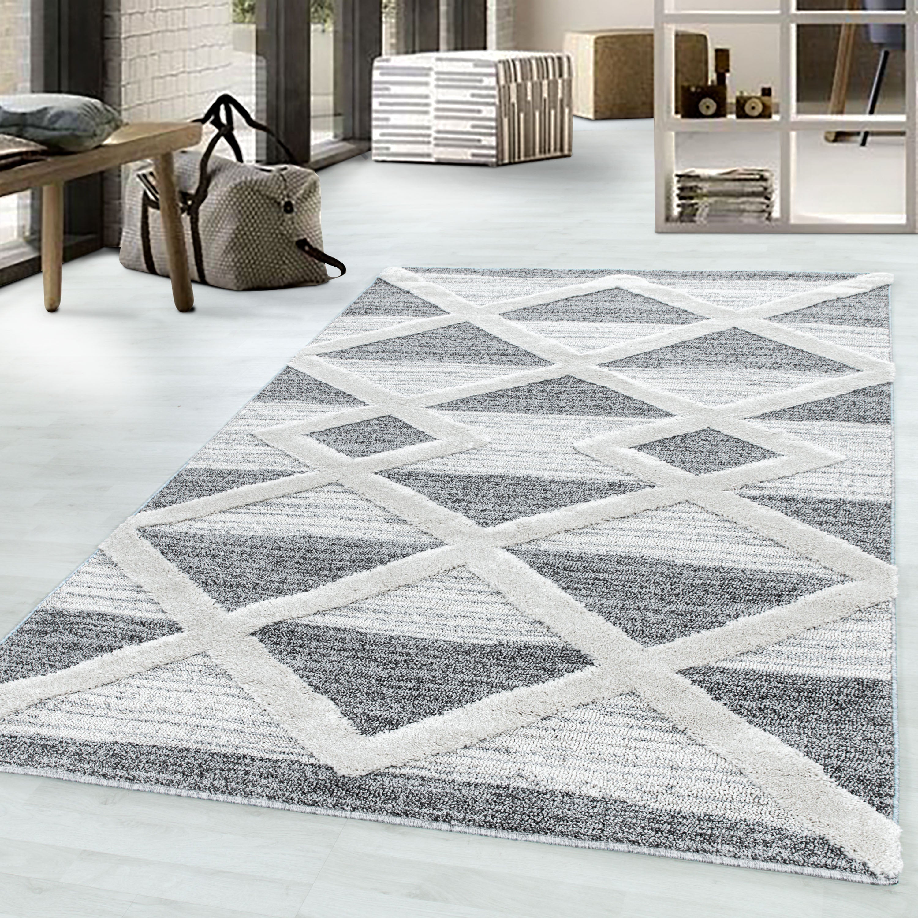 PISA - Tapis de salon à motif moderne gris - PIS4709GRI PISA