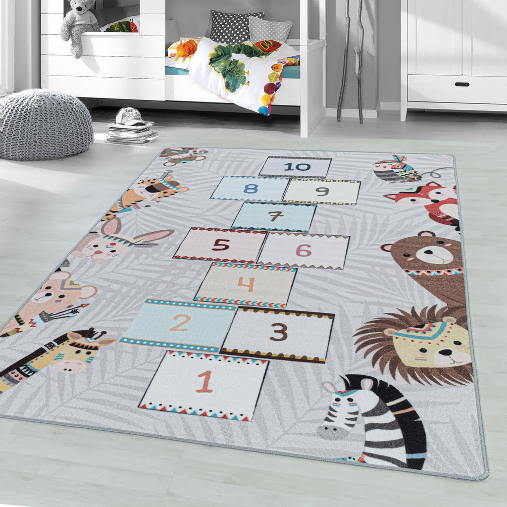 PLAY - Tapis enfant marelle gris - PLA2903GRI PLAY