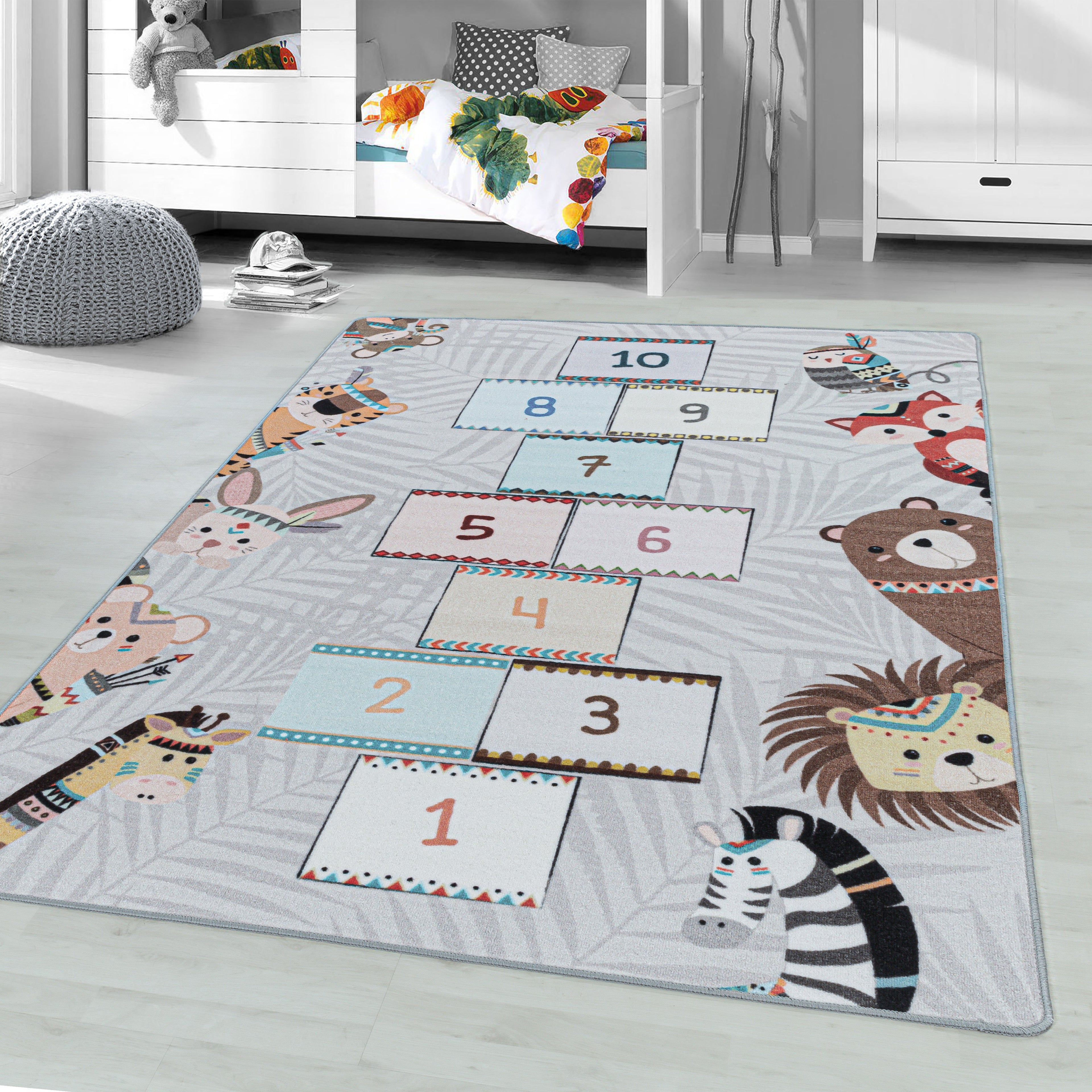 PLAY - Tapis enfant marelle gris - PLA2903GRI PLAY