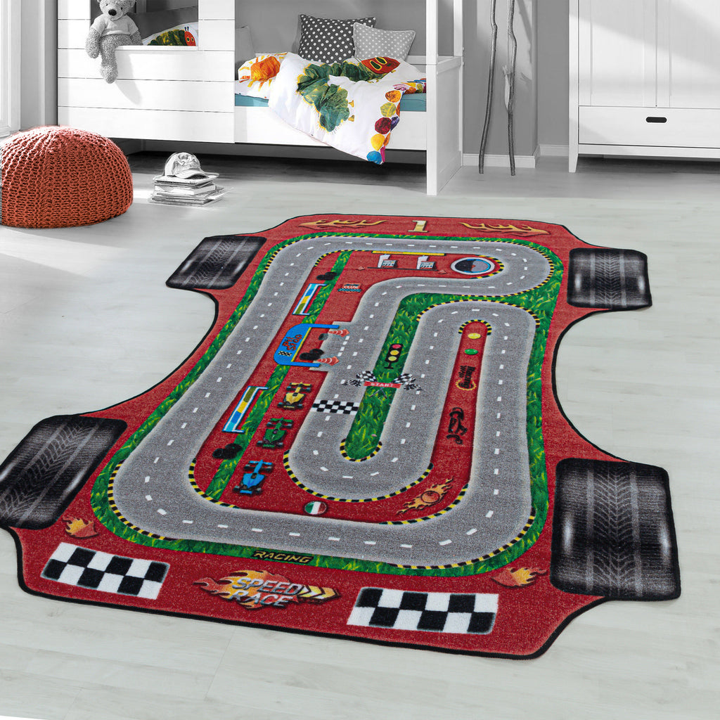 PLAY - Tapis enfant circuit voiture rouge - PLA2907ROU PLAY