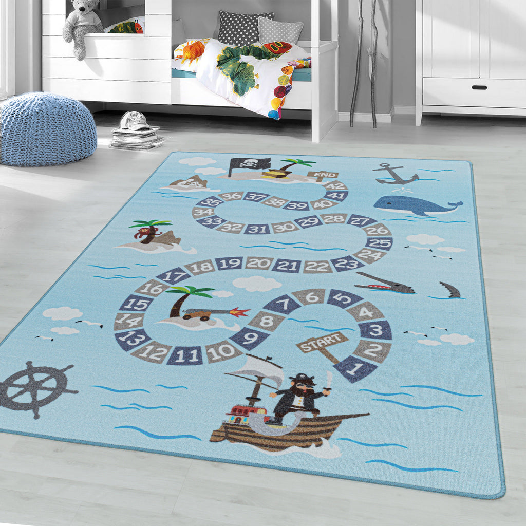 PLAY - Tapis enfant jeu de l’oie pirate bleu - PLA2908BLE PLAY