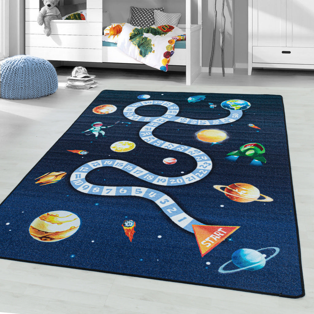 PLAY - Tapis enfant jeu de l’oie espace bleu - PLA2910BLE PLAY
