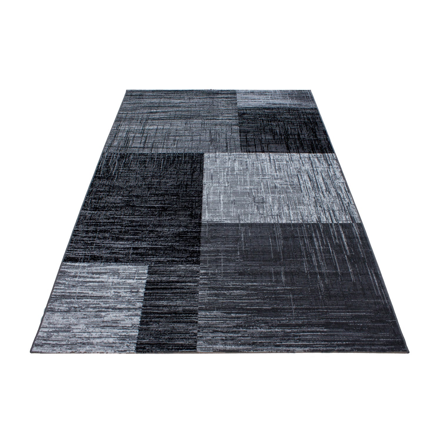 PLUS - Tapis à poils courts géométrique noir - PLU8001NOI PLUS