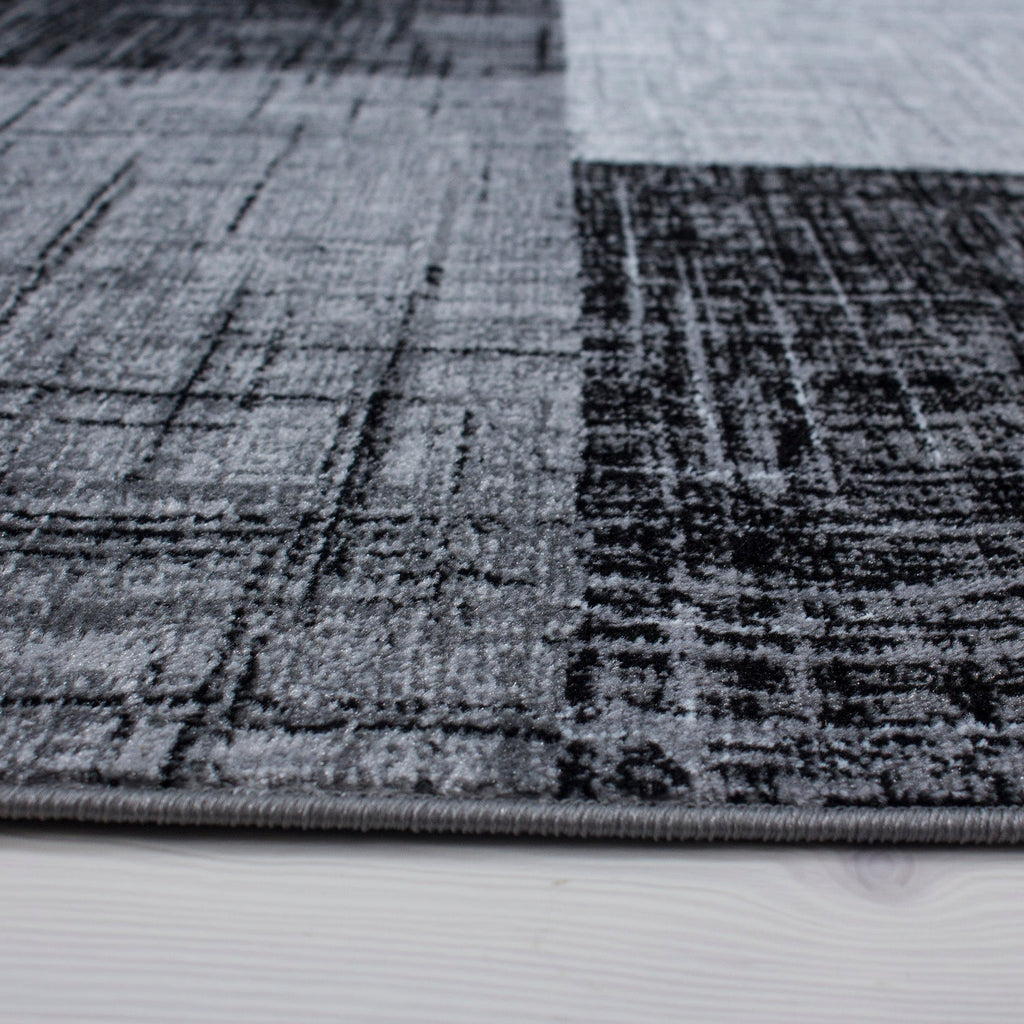 PLUS - Tapis à poils courts géométrique noir - PLU8001NOI PLUS
