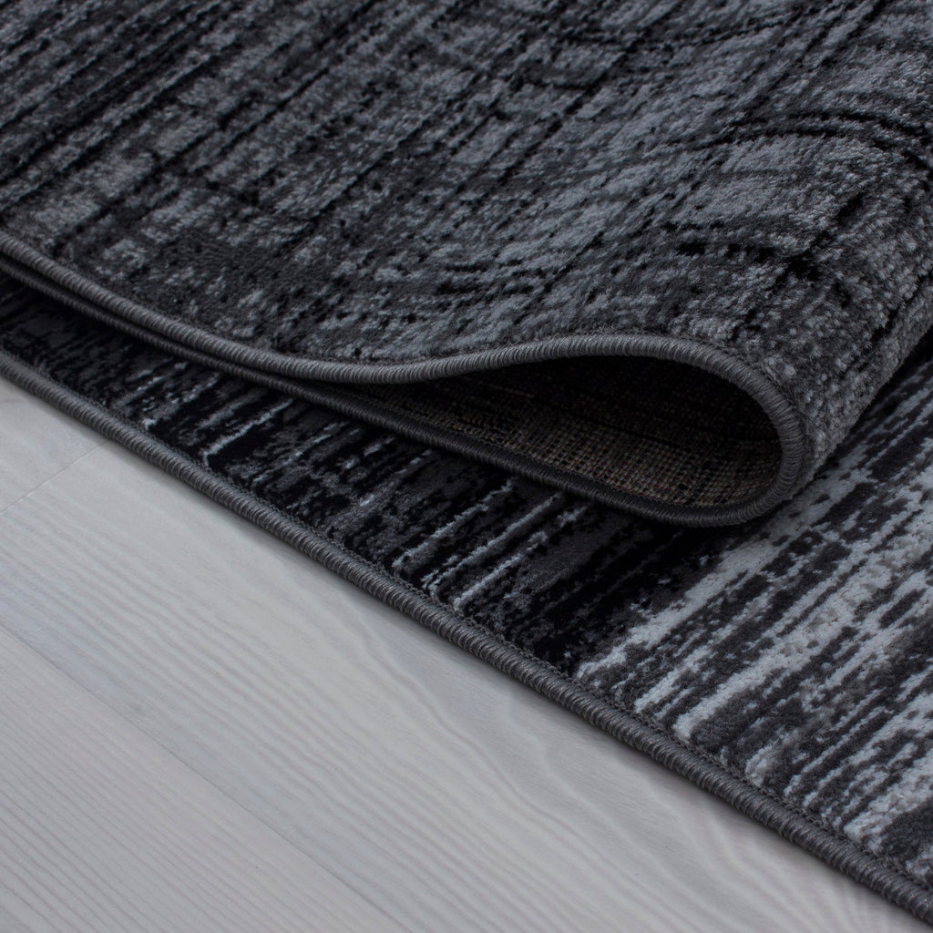 PLUS - Tapis à poils courts géométrique noir - PLU8001NOI PLUS