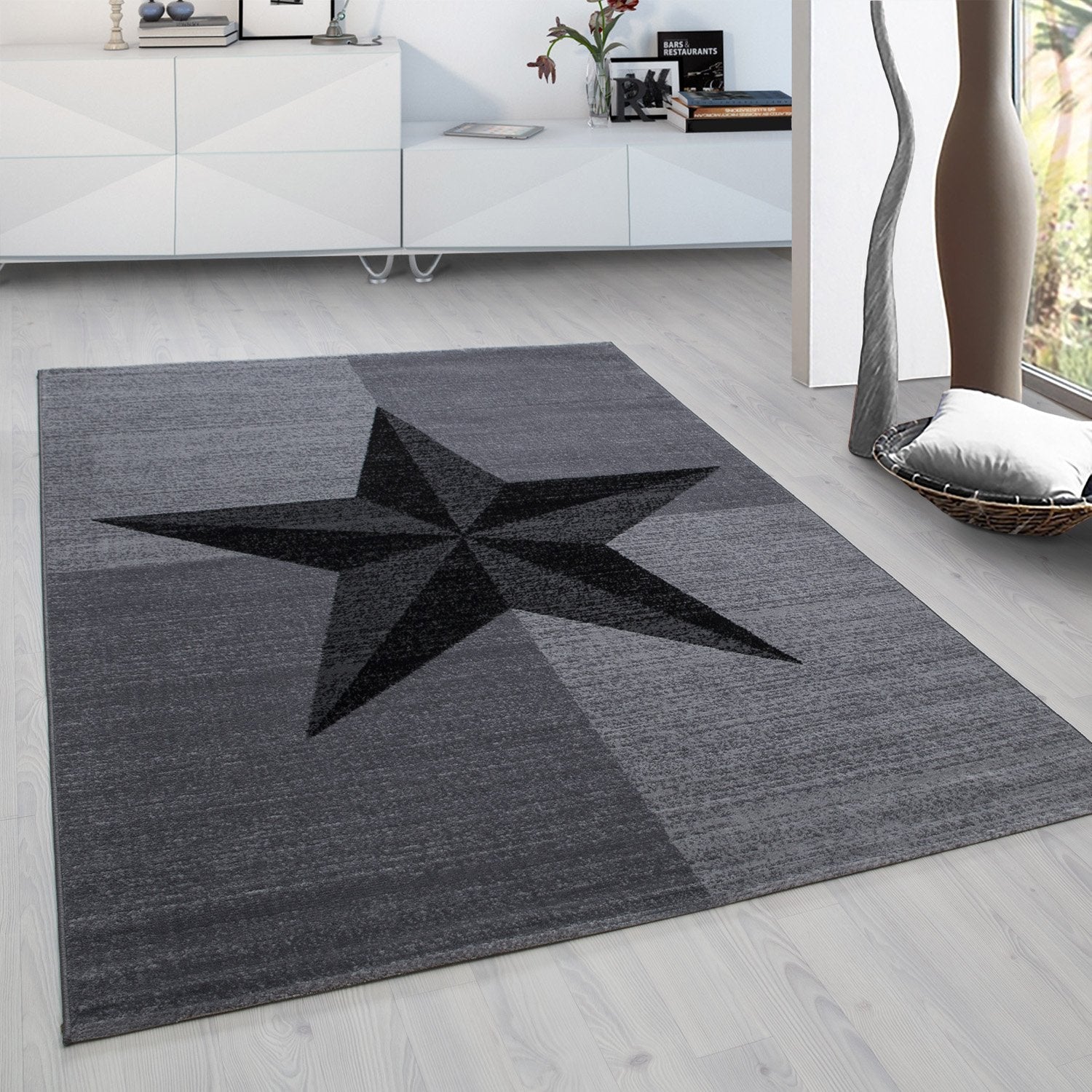 PLUS - Tapis à poils courts étoile gris - PLU8002GRI PLUS