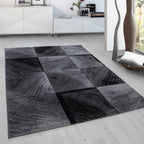PLUS - Tapis à poils courts graphique noir - PLU8003NOI PLUS